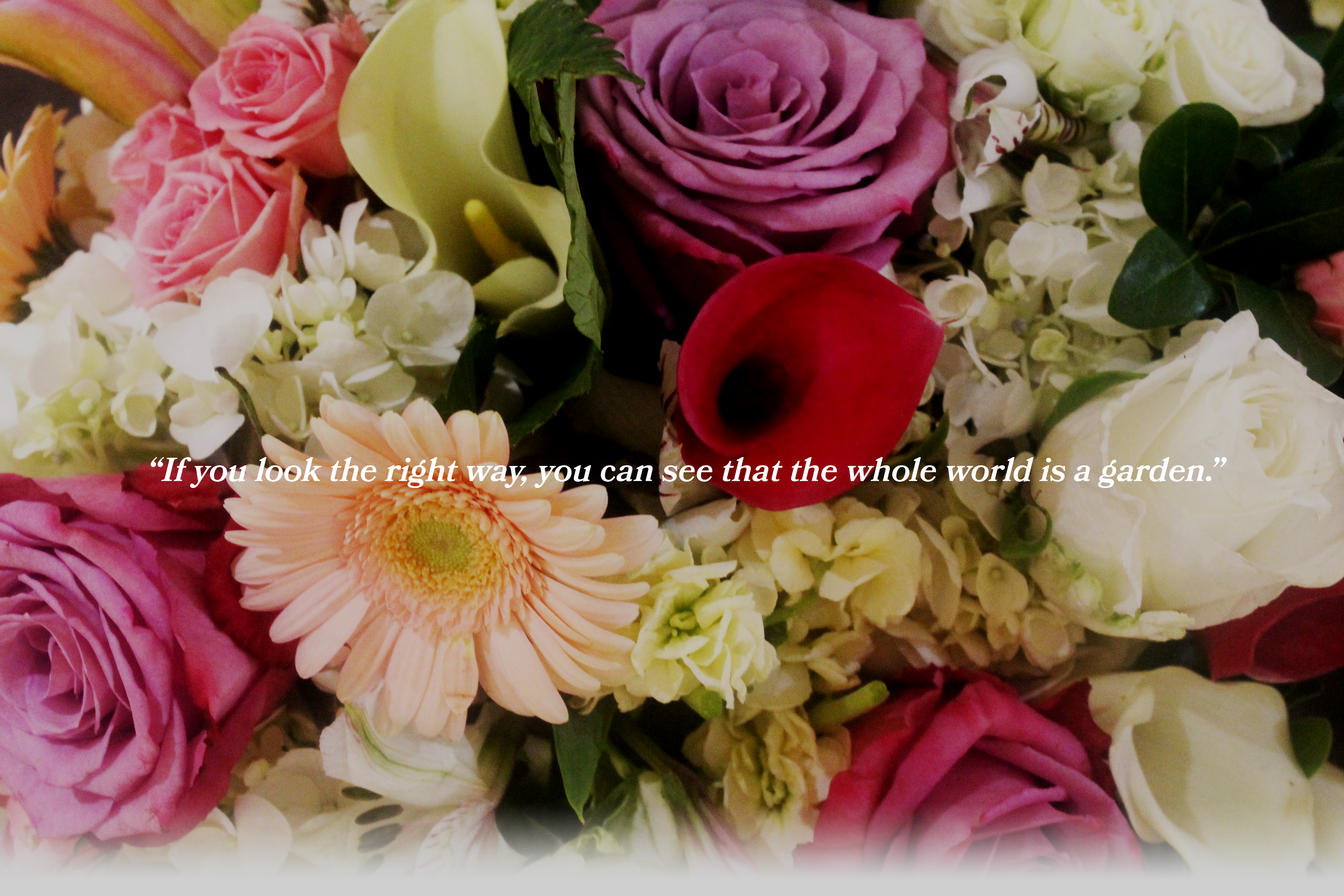 Bright flower arrangement for delivery that says if you look the right way, you can see that the whole world is a garden | Merrick NY