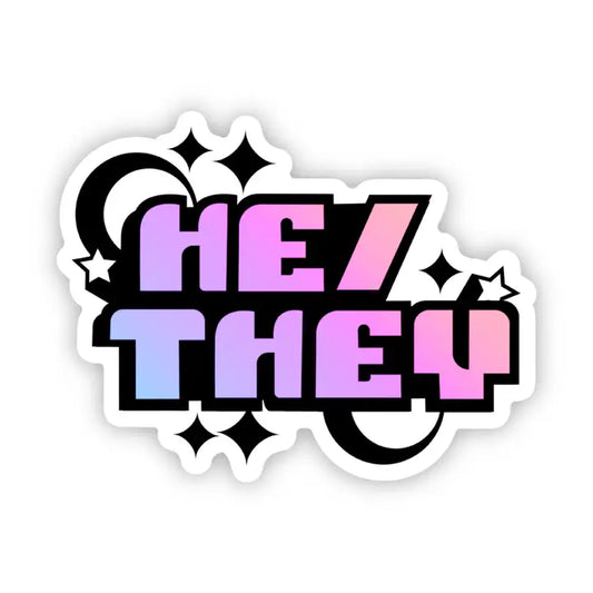 He They Pronoun Colorful Y2K Lgbtq Pride Sticker