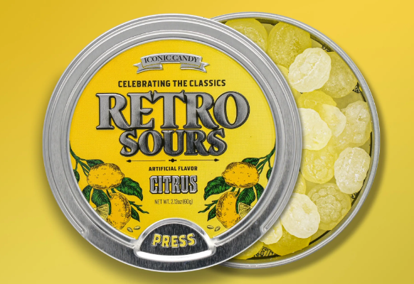 Iconic Candy Retro Sours Candy Tin 2.12oz