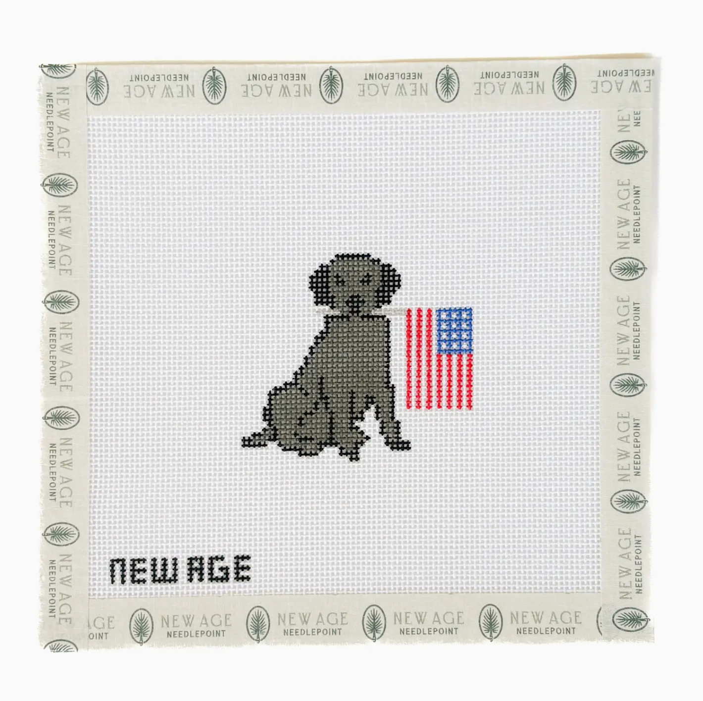 Patriotic Black Lab Canvas - 18 Mesh Needlepoint Canvas