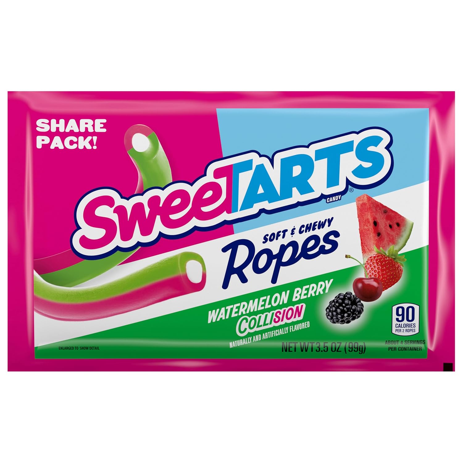 SWEETARTS WATERMELON & BERRY ROPES 3.5 OZ BAG