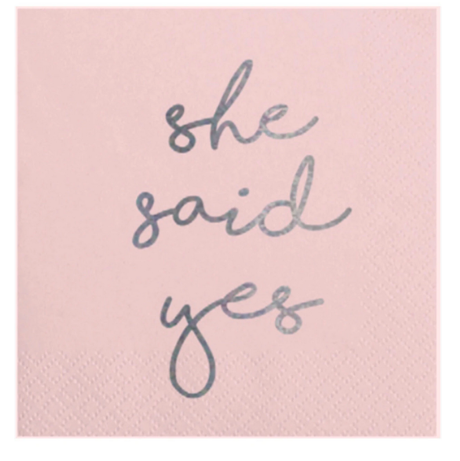 she said yes bridal shower napkins