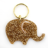Lucky Feather Glitter Elephant Keychain