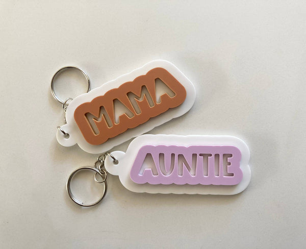 "Auntie" Acrylic Keychain ~ Cope and Co Custom Signs