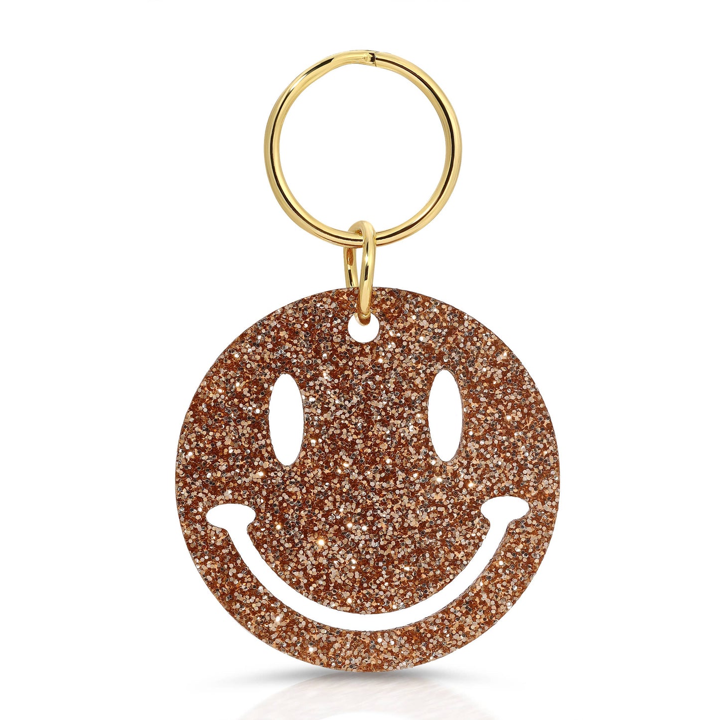 Lucky Feather Glitter Smiley Face Keychain