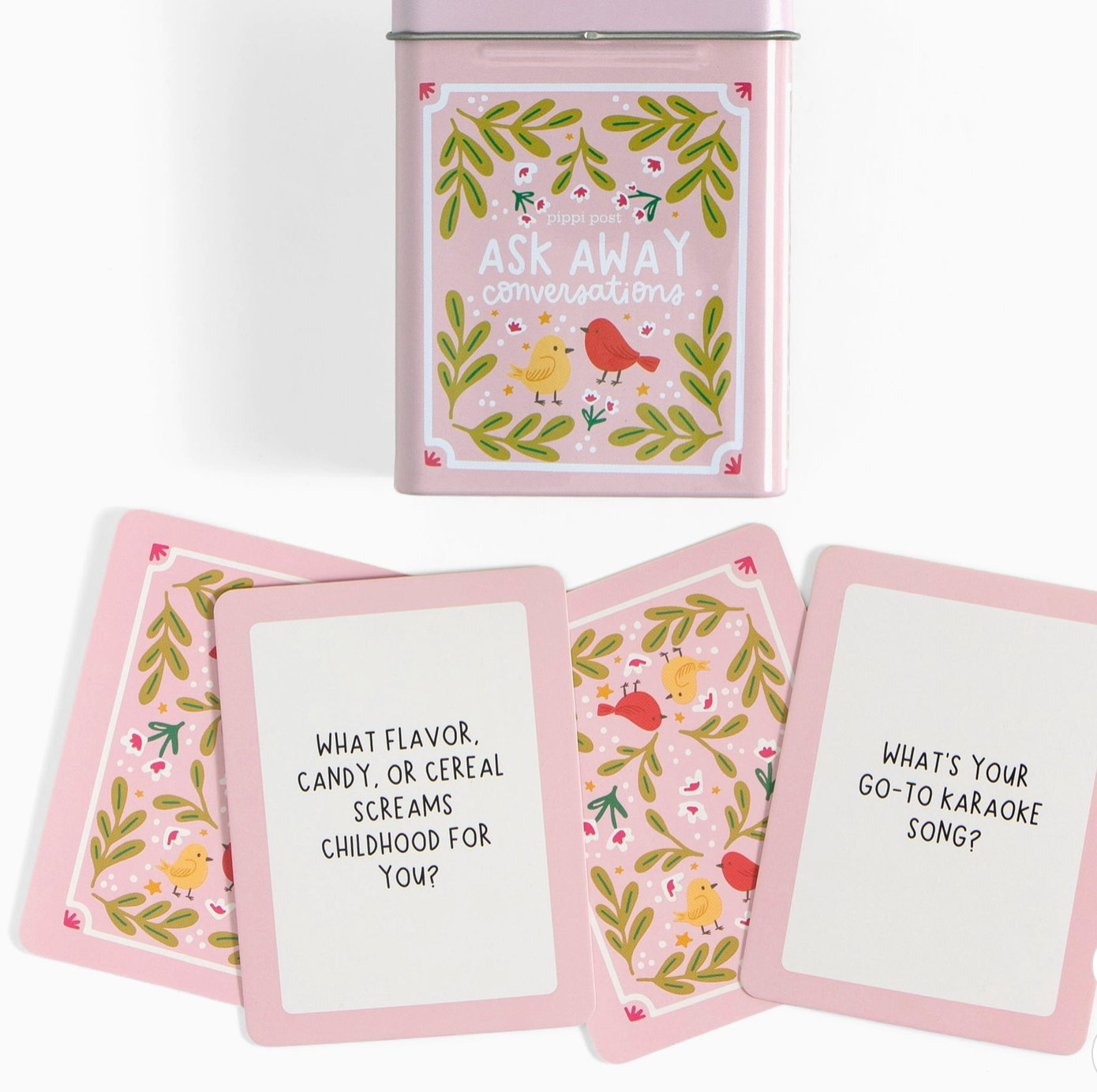 Ask Away Conversation Game - Deck of Cards + Storage Tin