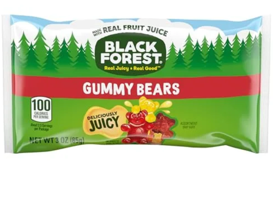 Black Forest Gummy Bears Candy, Made With Real Fruit Juice, 3 Ounce Pouches