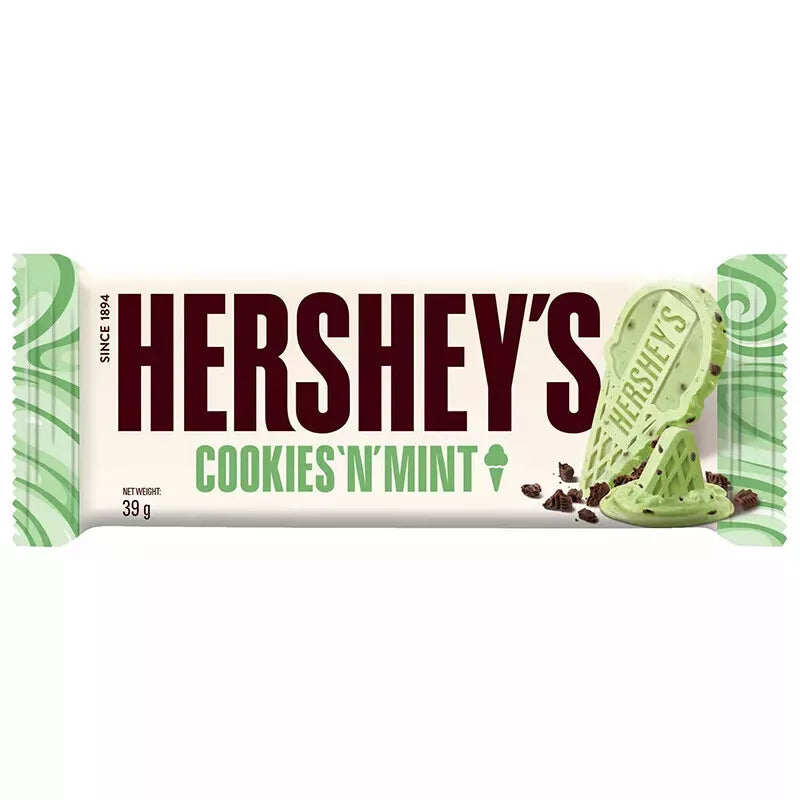 HERSHEY'S Cookies 'N' Mint Ice Cream Flavored Standard Size Candy Bar, 1.38oz