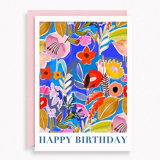 Happy Birthday Painted Floral Birthday Card
