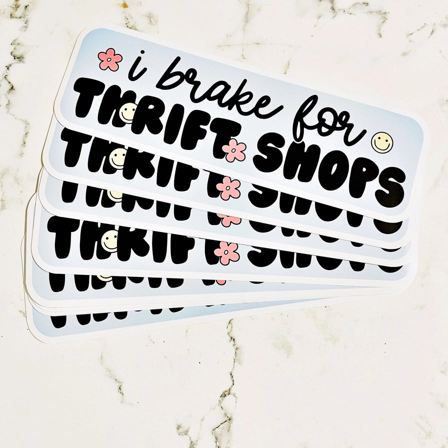 I Brake For Thrift Shops Vinyl Car Decal