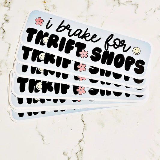 I Brake For Thrift Shops Vinyl Car Decal
