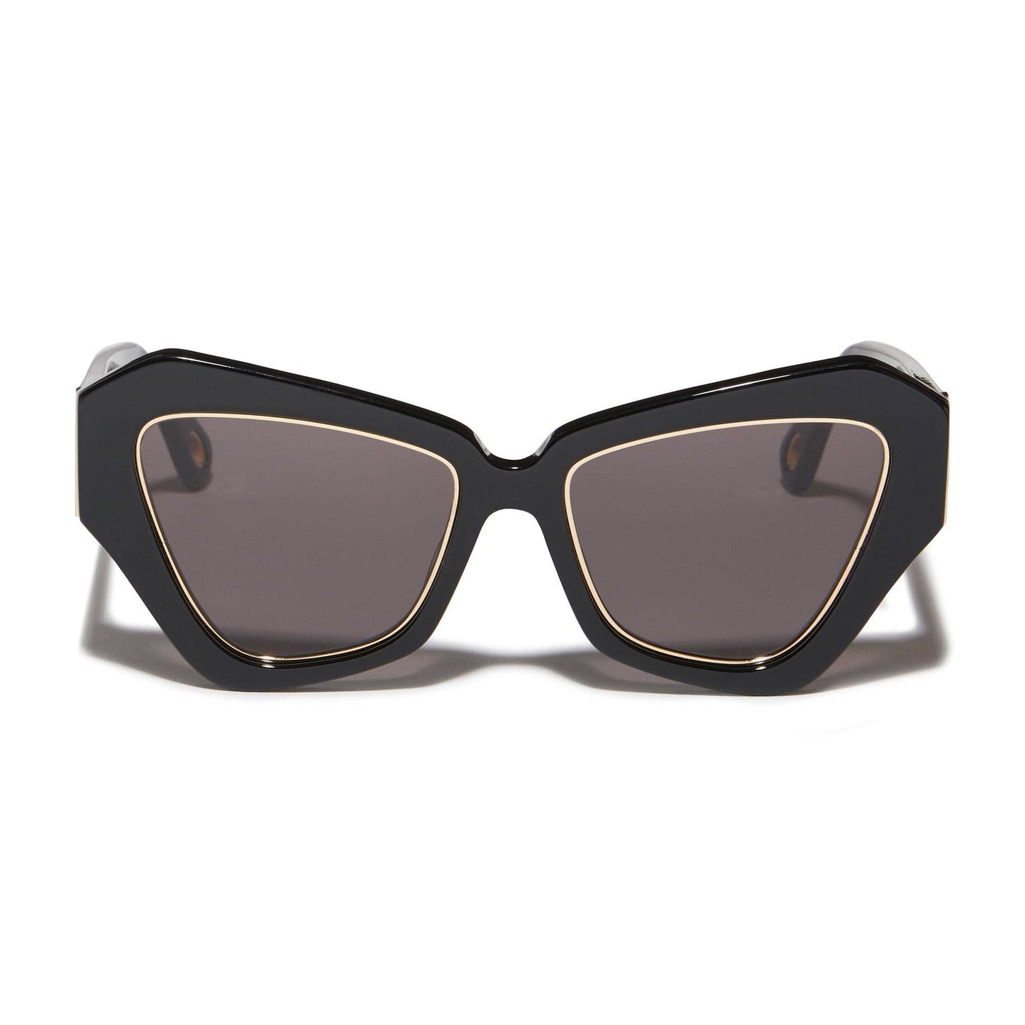 Lele Sadoughi ~ Jet Gold Lara Wide Cat-eye Sunglasses