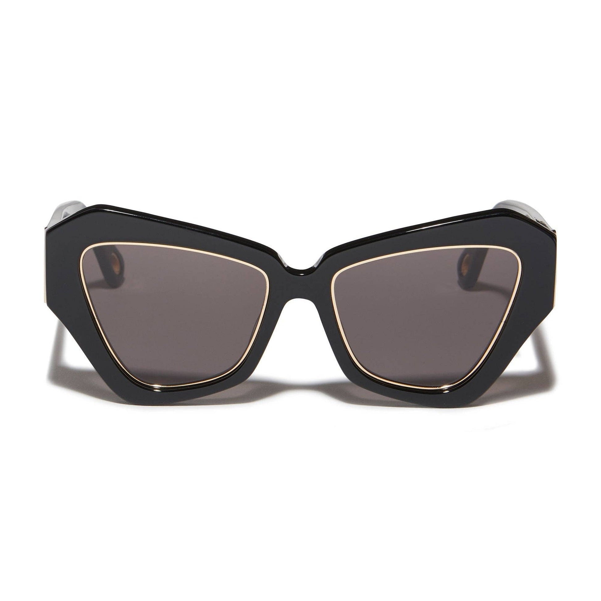 Lele Sadoughi ~ Jet Gold Lara Wide Cat-eye Sunglasses