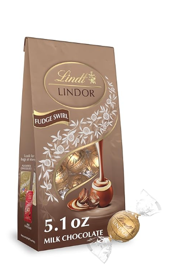 Lindt LINDOR Fudge Swirl Milk Chocolate Truffles, Milk Chocolate Candy with Smooth, Melting Truffle Center, 5.1 oz. Bag