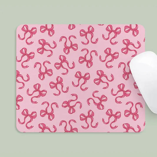 Mousepad Pink Coquette Bow Pattern