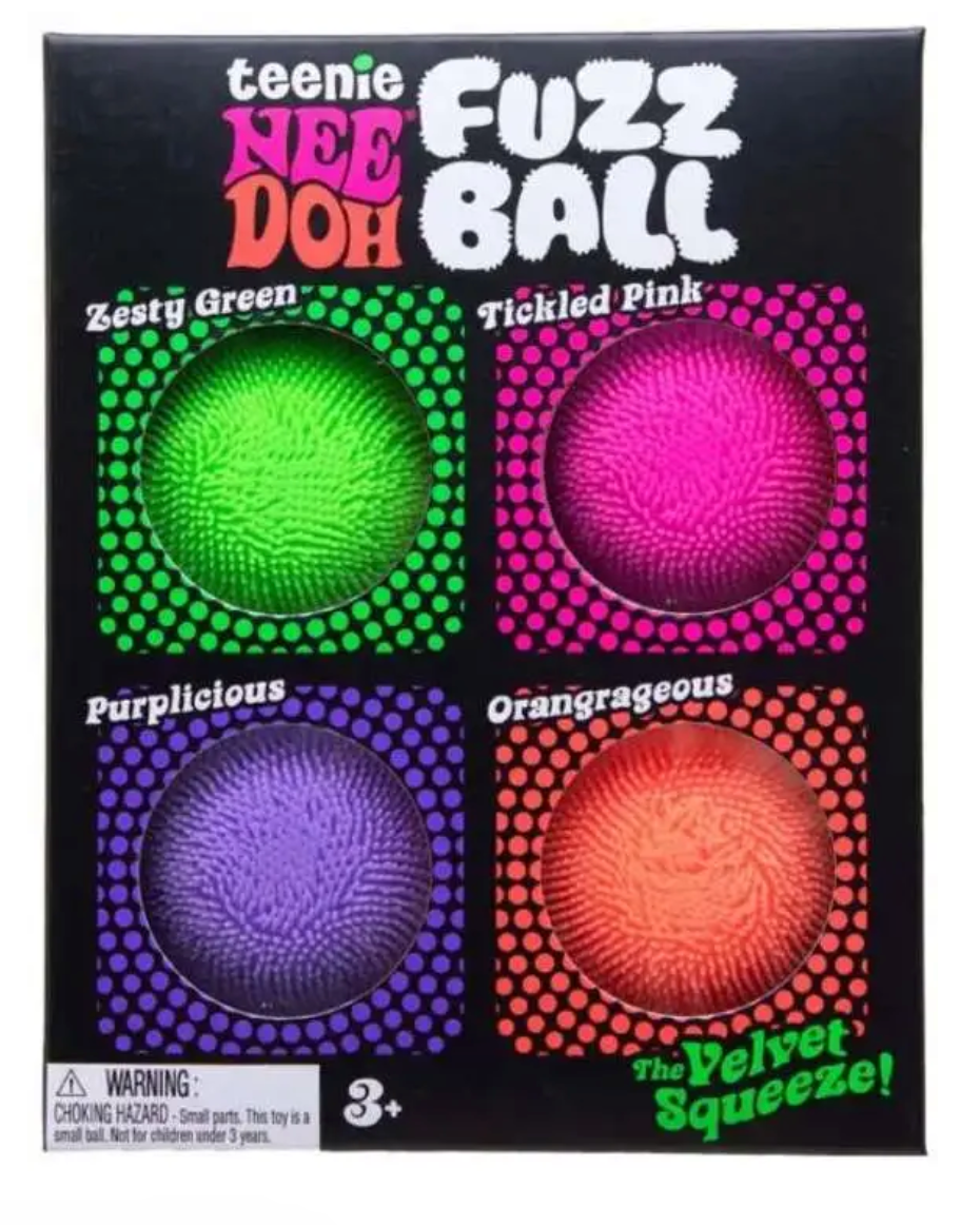 NeeDoh Teenie Fuzz Ball Stress Ball 4-Pack [RANDOM Colors!]
