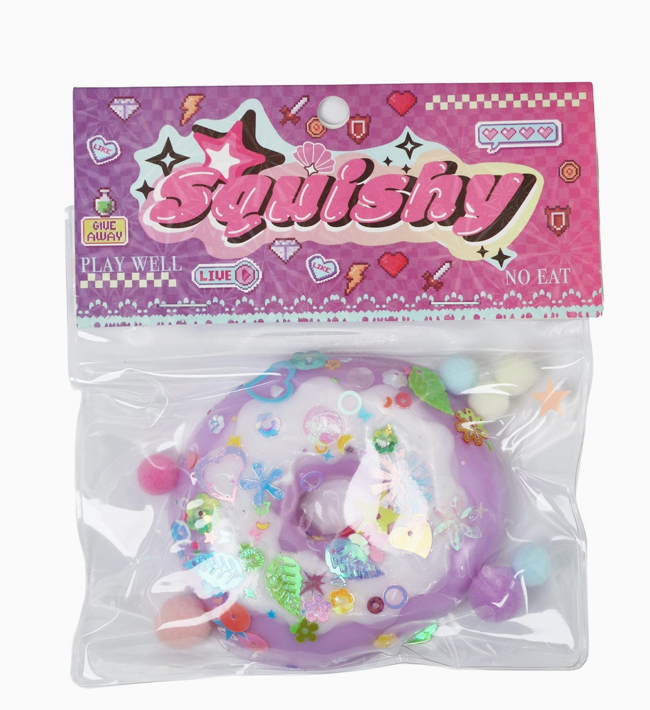 Pastel Donut Chunky Glitter Sticky Mochi Squishy Bag
