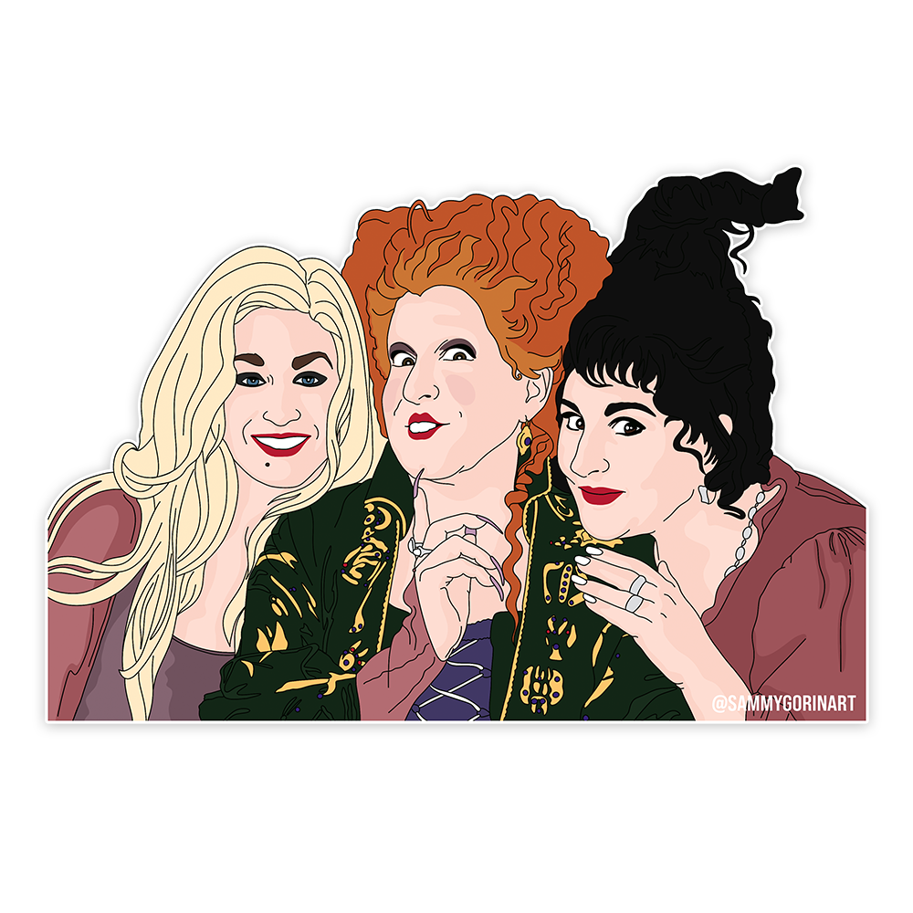 Sanderson Sisters, Halloween Sticker ~ Sammy Gorin 