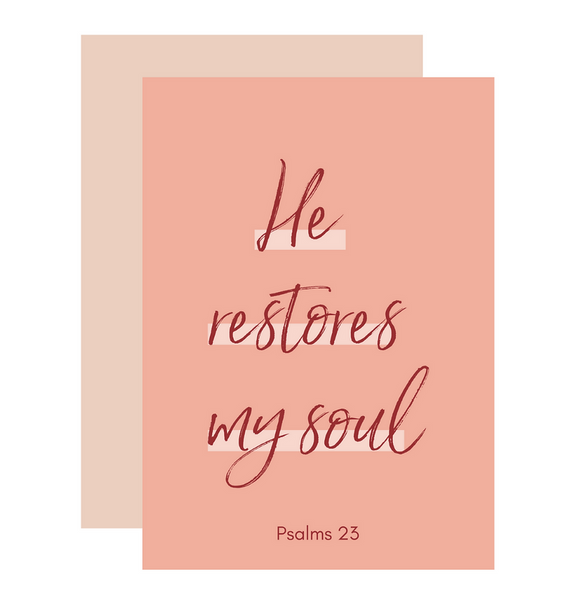 "He restores my soul" Card~ aims moon paperie