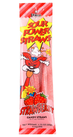 Sour Power Candy Straws, 1.75 Ounce