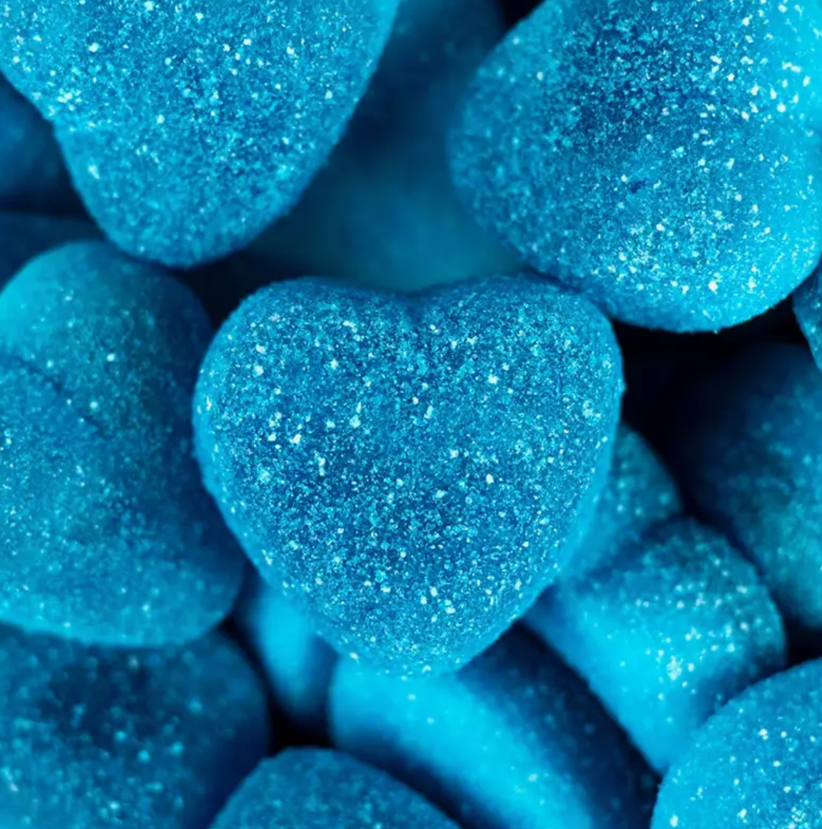 Sour Blue Raspberry Gummy Hearts