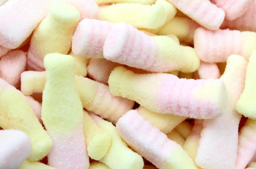 Strawberry Banana Fizzy Pop Bottles  Candy from Swedish