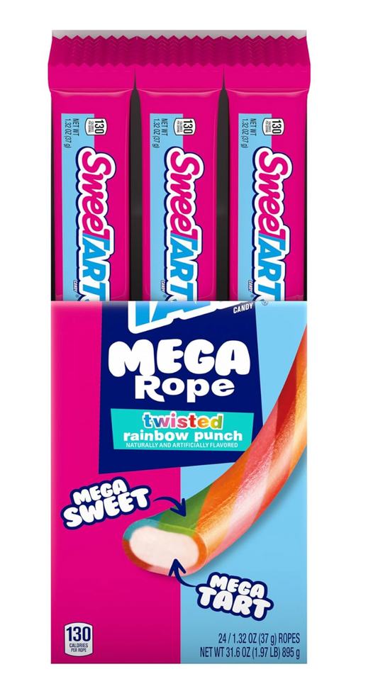 SweeTARTS Mega Filled Ropes Twisted Rainbow Punch Candy