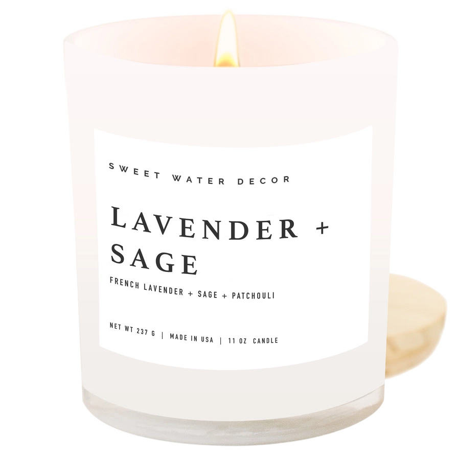Sweet Water Decor Lavender and Sage 11 oz Soy Candle 