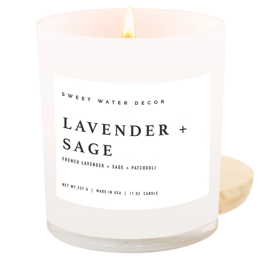 Sweet Water Decor Lavender and Sage 11 oz Soy Candle 