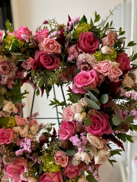pink & green funeral arrangements