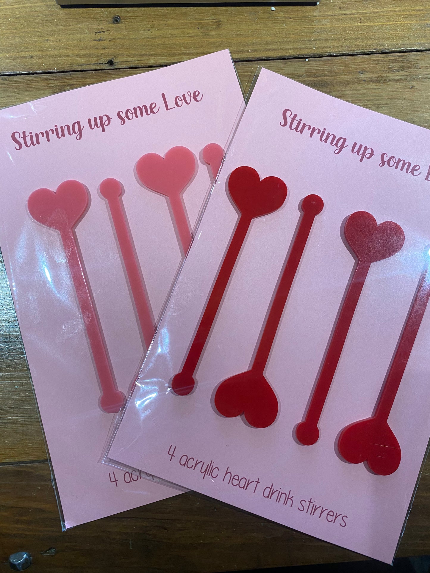 Valentine's Day Acrylic Heart Stir Sticks