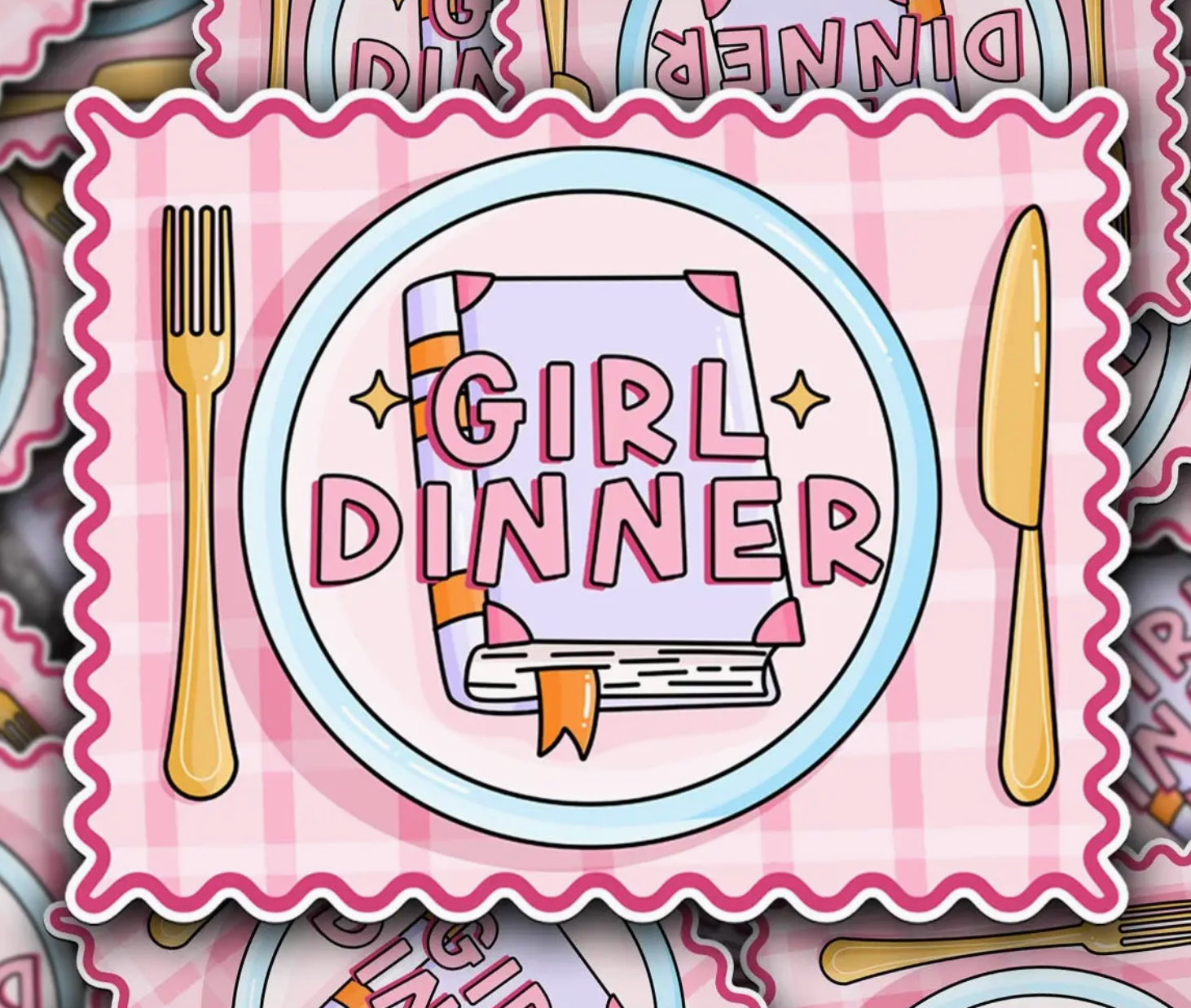 Vinyl Decal Girl Dinner Book