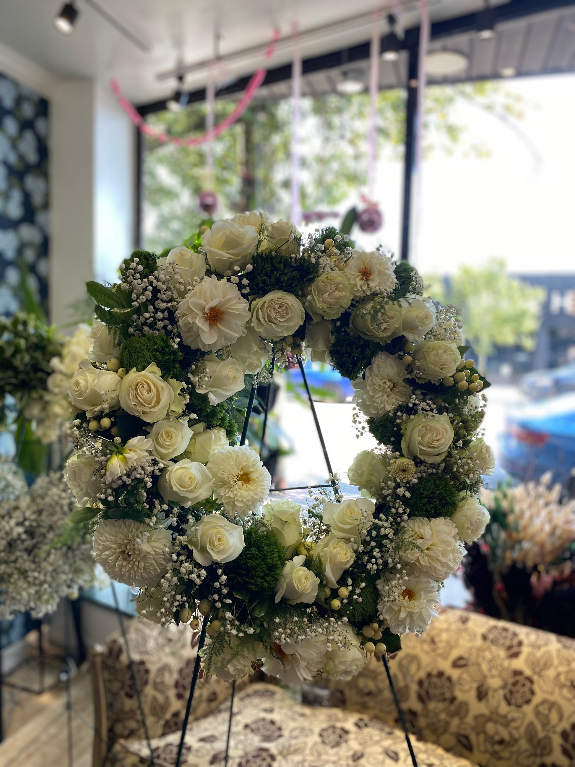White Standing Sympathy Wreath