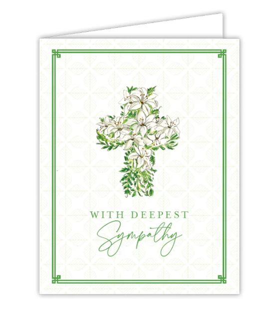 With Deepest Sympathy White Lily Cross Card