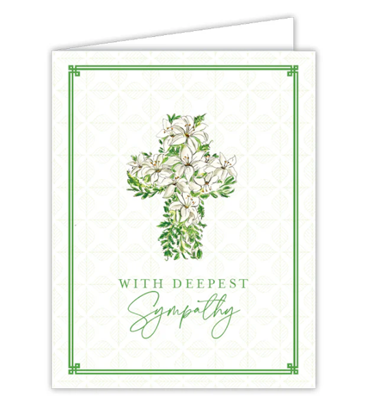 With Deepest Sympathy White Lily Cross Card