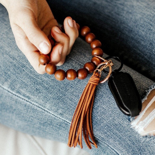 Wooden Keychain Bracelet ~ modern+chic