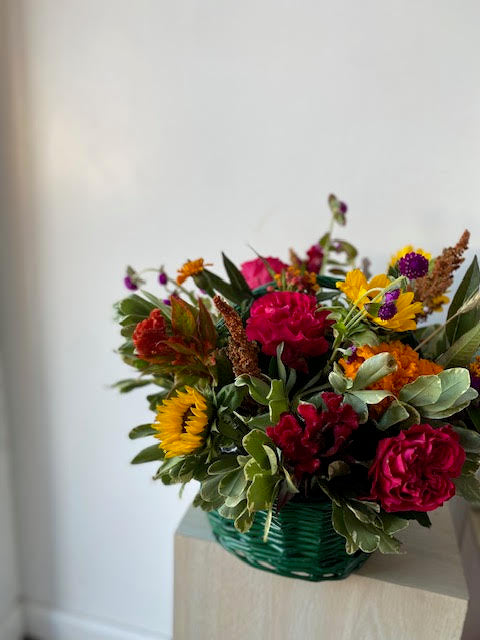 Assorted colors flower basket