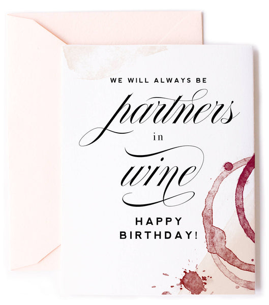 Partners in Wine, Wine Birthday & Friendship Greeting Card ~ Kitty Meow Boutique