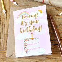 Rainbow Cake Hooray! Birthday Card ~ Lisa Angel
