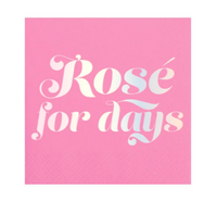 "Rose For Days" Pink & Metallic silver cocktail napkins: 20 Count