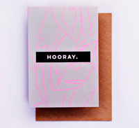 Hooray pink and gray stationary card