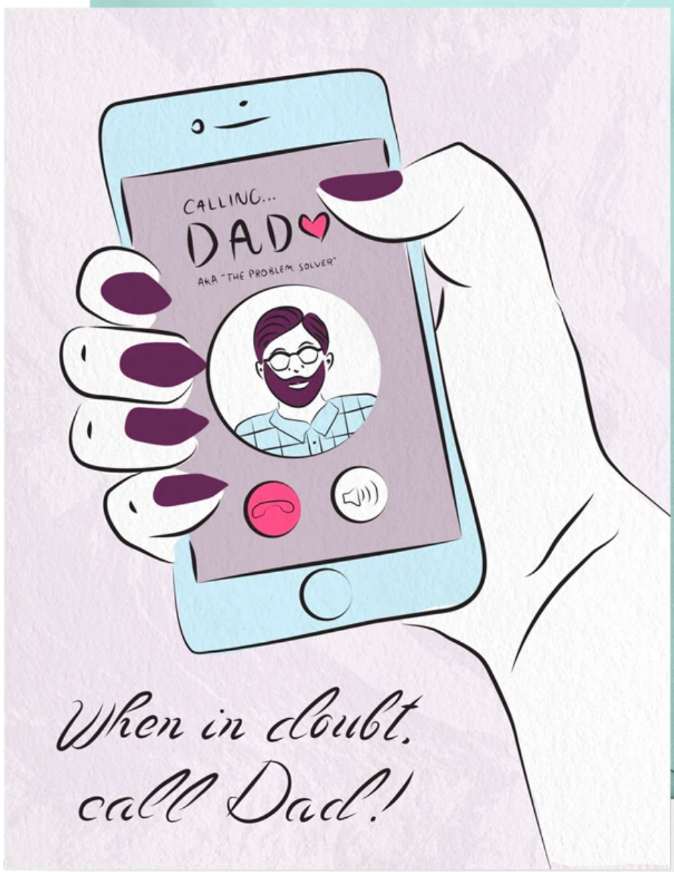 "When in Doubt, Call Dad!" Greeting card ~ Boss Dotty Paper Co