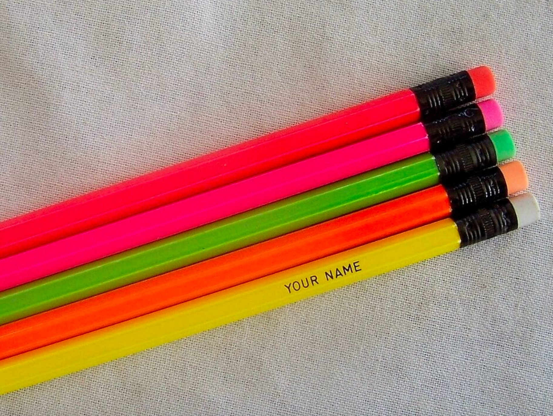 Set of 12 Personalized Pencils neon