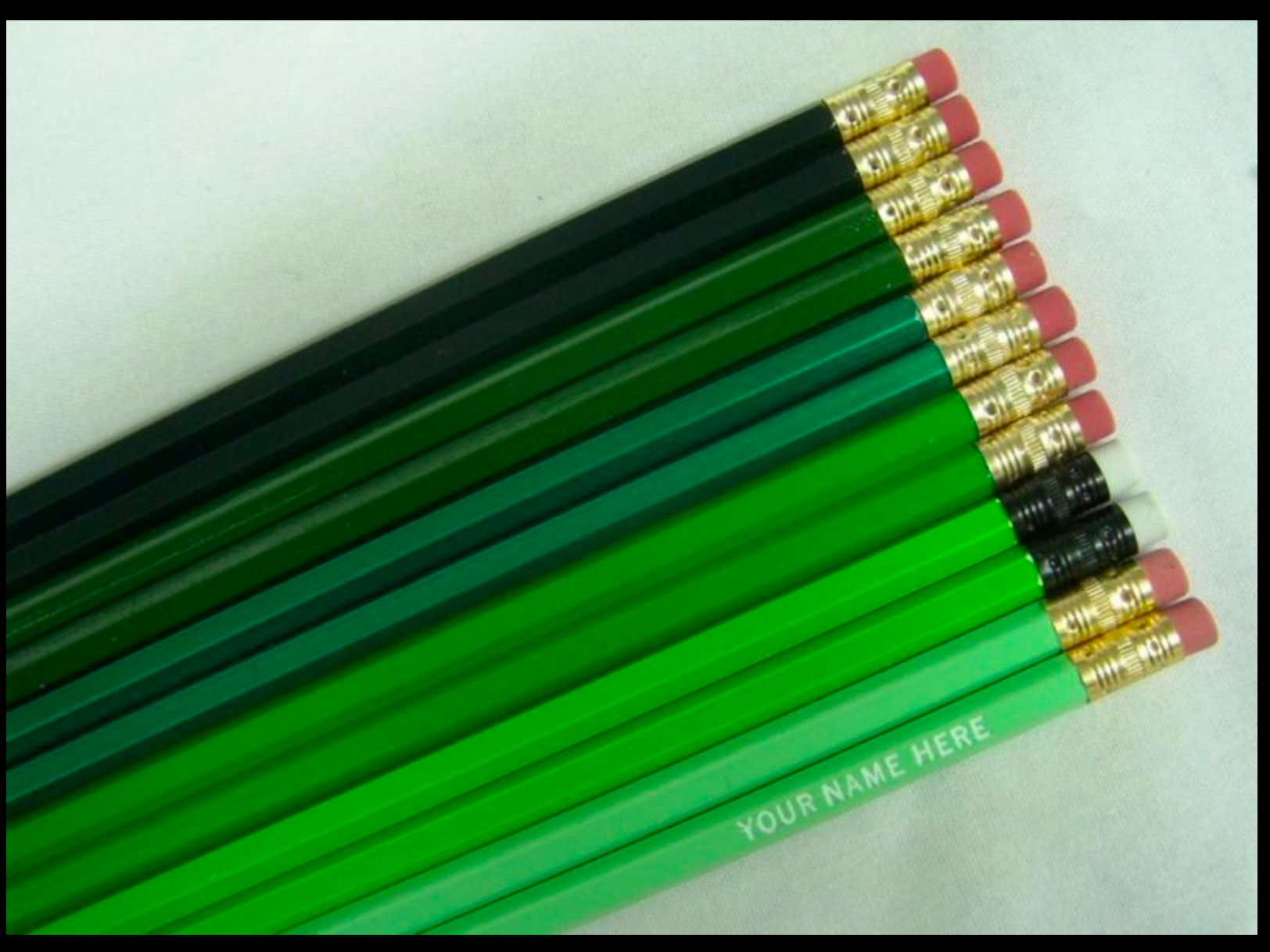 Set of 12 Personalized Pencils neon green green