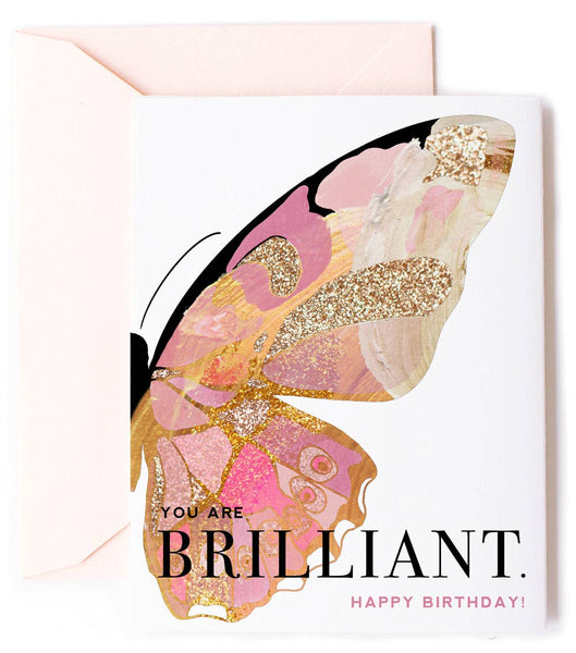 Brilliant Butterfly, Stylish Happy Birthday Greeting Card ~ Kitty Meow Boutique