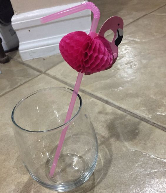 Hot pink flamingo straws