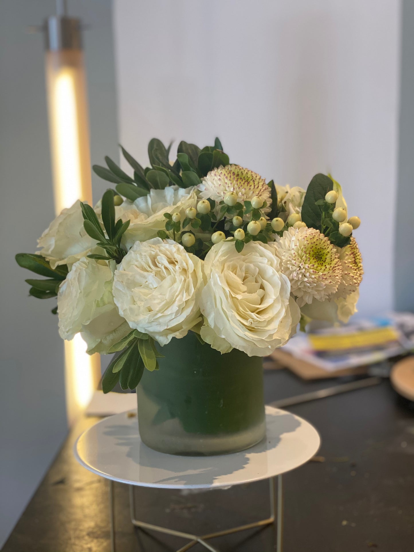 white flower arrangement long island NY